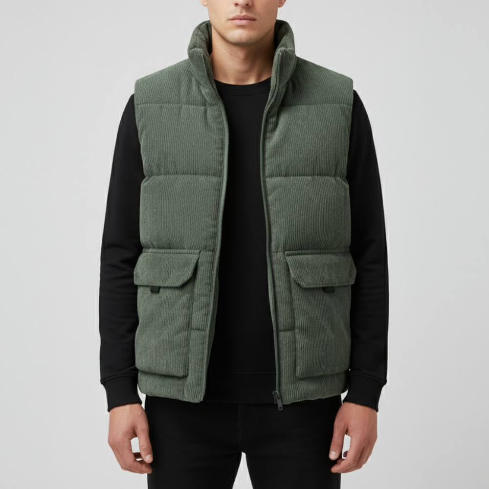 Men’s Fleece-Lined Outdoor Gilet with Stand Collar | Active Peaks