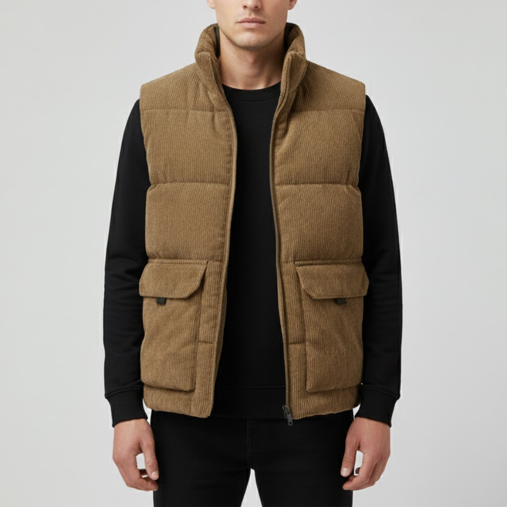 Men’s Fleece-Lined Outdoor Gilet with Stand Collar | Active Peaks