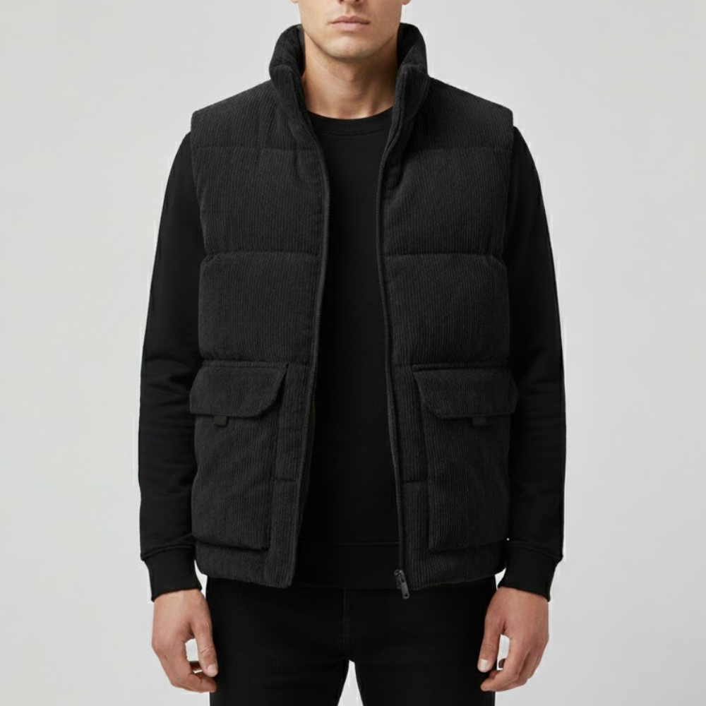 Men’s Fleece-Lined Outdoor Gilet with Stand Collar | Active Peaks