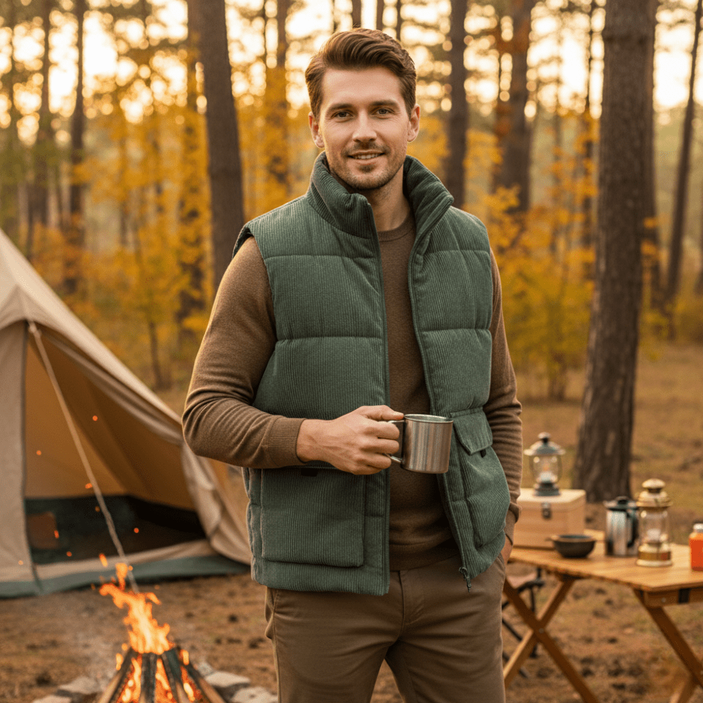 Men’s Fleece - Lined Outdoor Gilet with Stand Collar | Active Peaks - Active Peaks