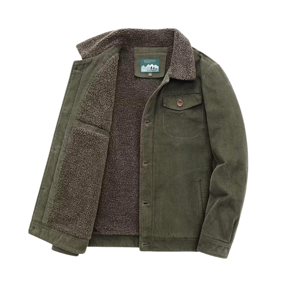 Men’s Cotton Jacket with Fleece Lining and Chest Pockets - Active Peaks