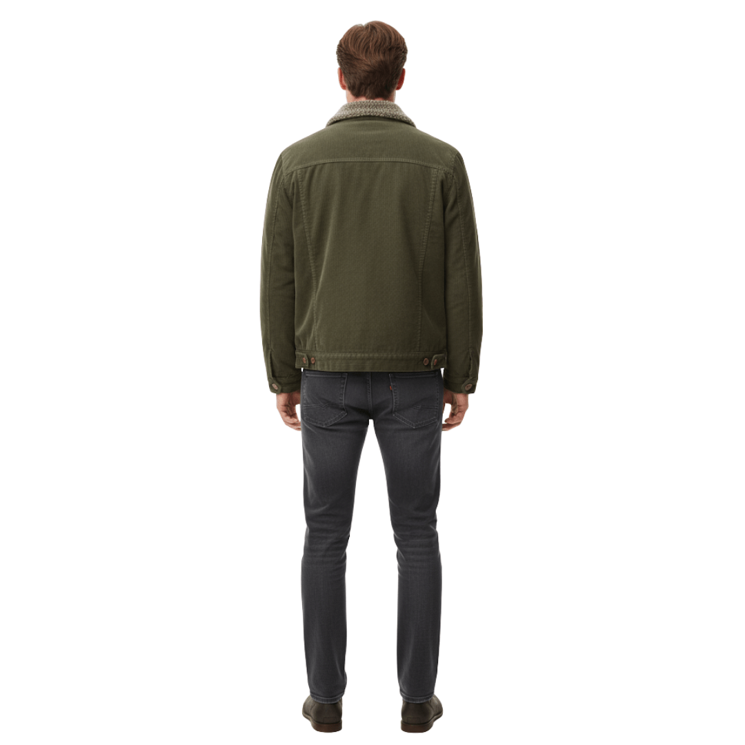 Men’s Cotton Jacket with Fleece Lining and Chest Pockets - Active Peaks