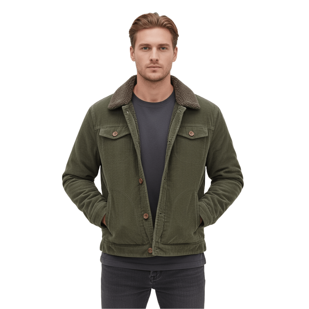 Men’s Cotton Jacket with Fleece Lining and Chest Pockets - Active Peaks