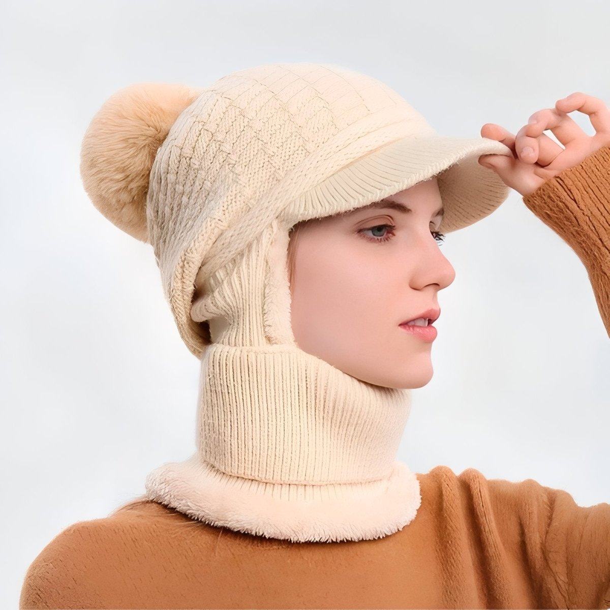 Knitted Winter Hat with Visor and Neck Warmer | Active Peaks - Active Peaks