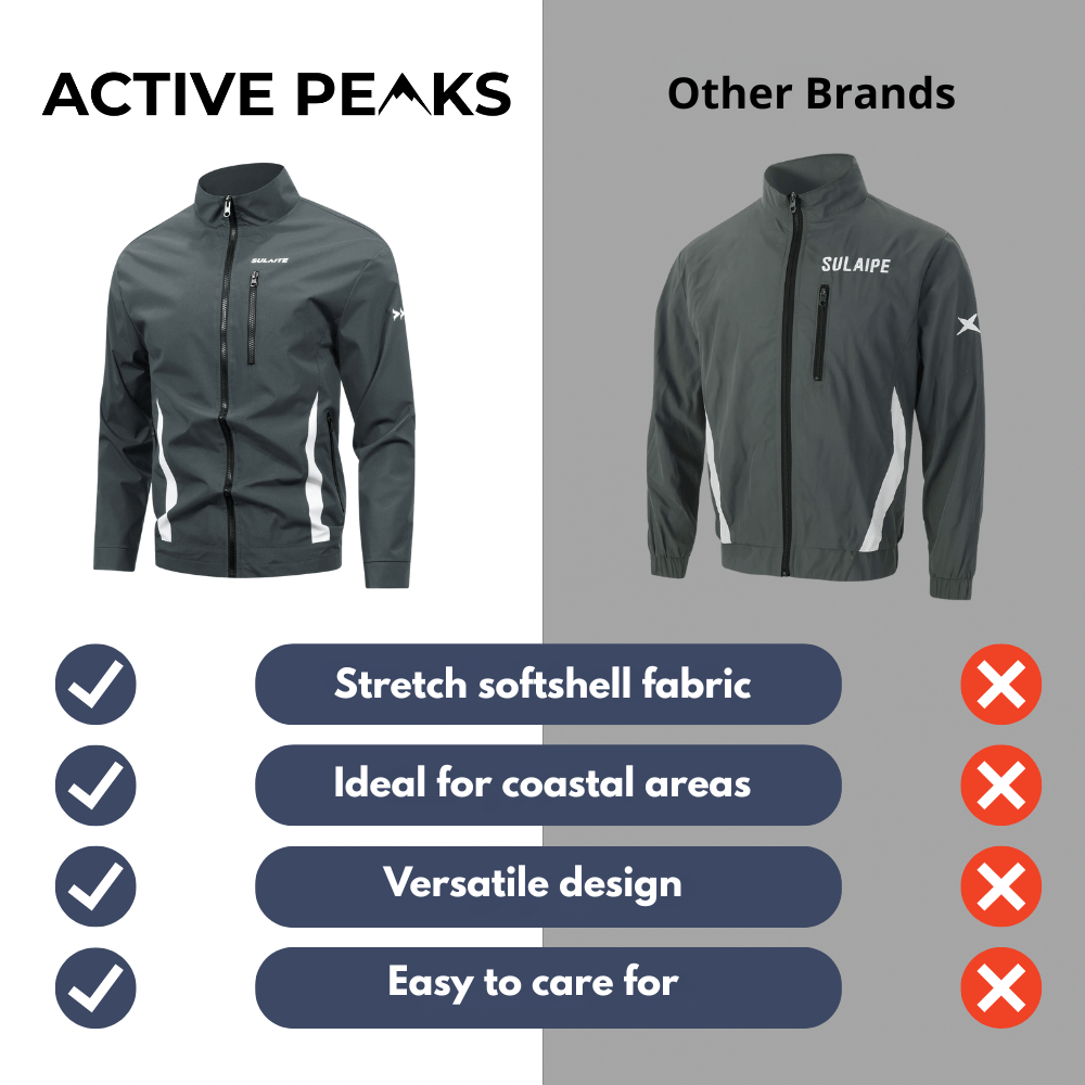 Lightweight Zip - Up Outdoor Jacket with High Collar | Active Peaks - Active Peaks