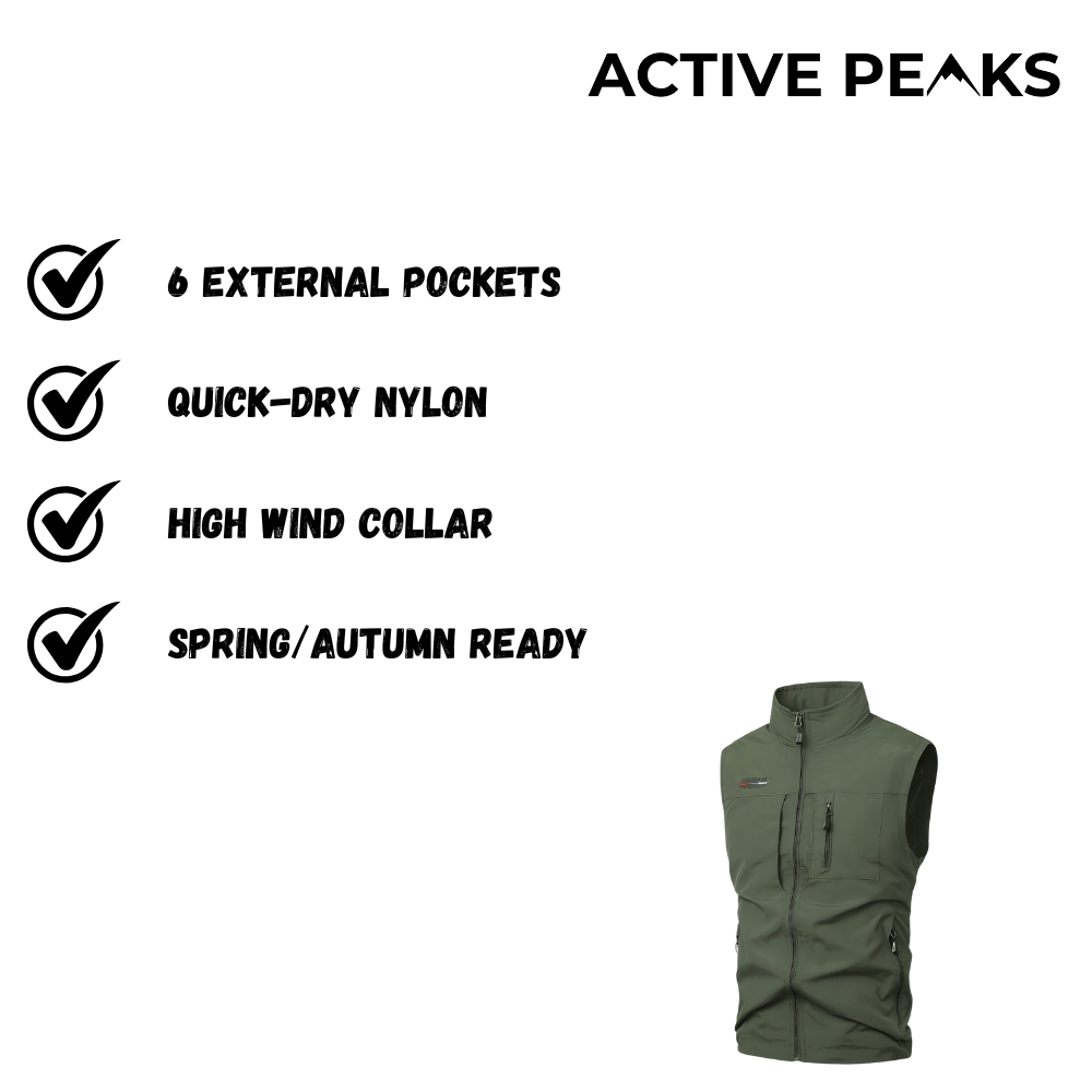 Lightweight Multi - Pocket Outdoor Gilet for Men | Active Peaks - Active Peaks