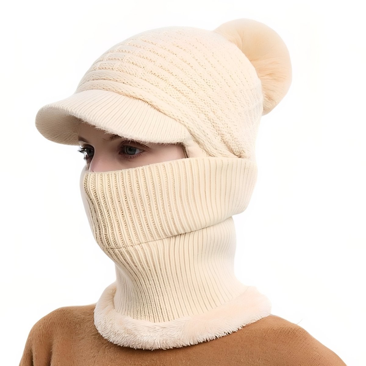 Knitted Winter Hat with Visor and Neck Warmer | Active Peaks - Active Peaks