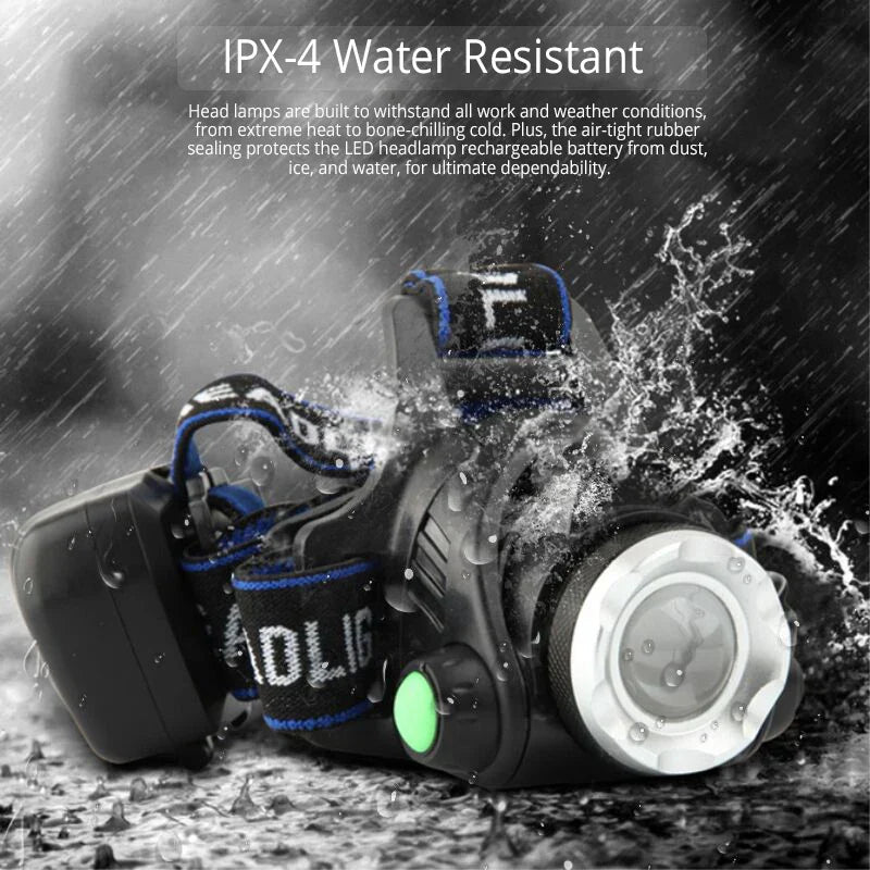 Rechargeable Waterproof LED Head Torch with Zoom Function | Active Peaks - Active Peaks