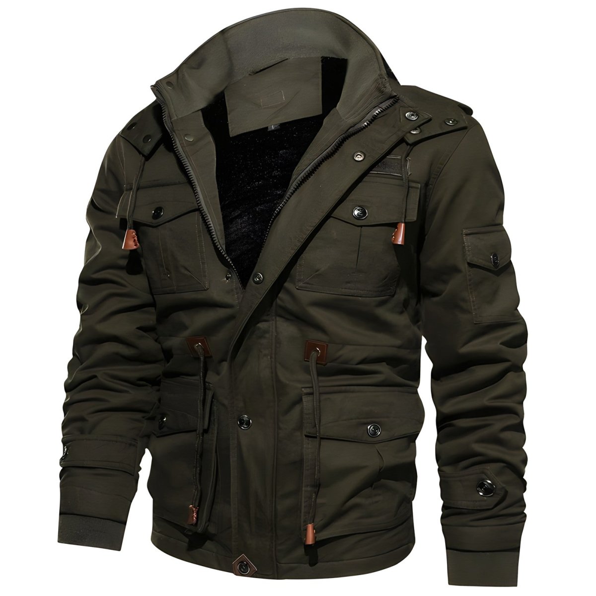 Multi - Pocket Insulated Outdoor Jacket – Fleece - Lined Hood - Active Peaks