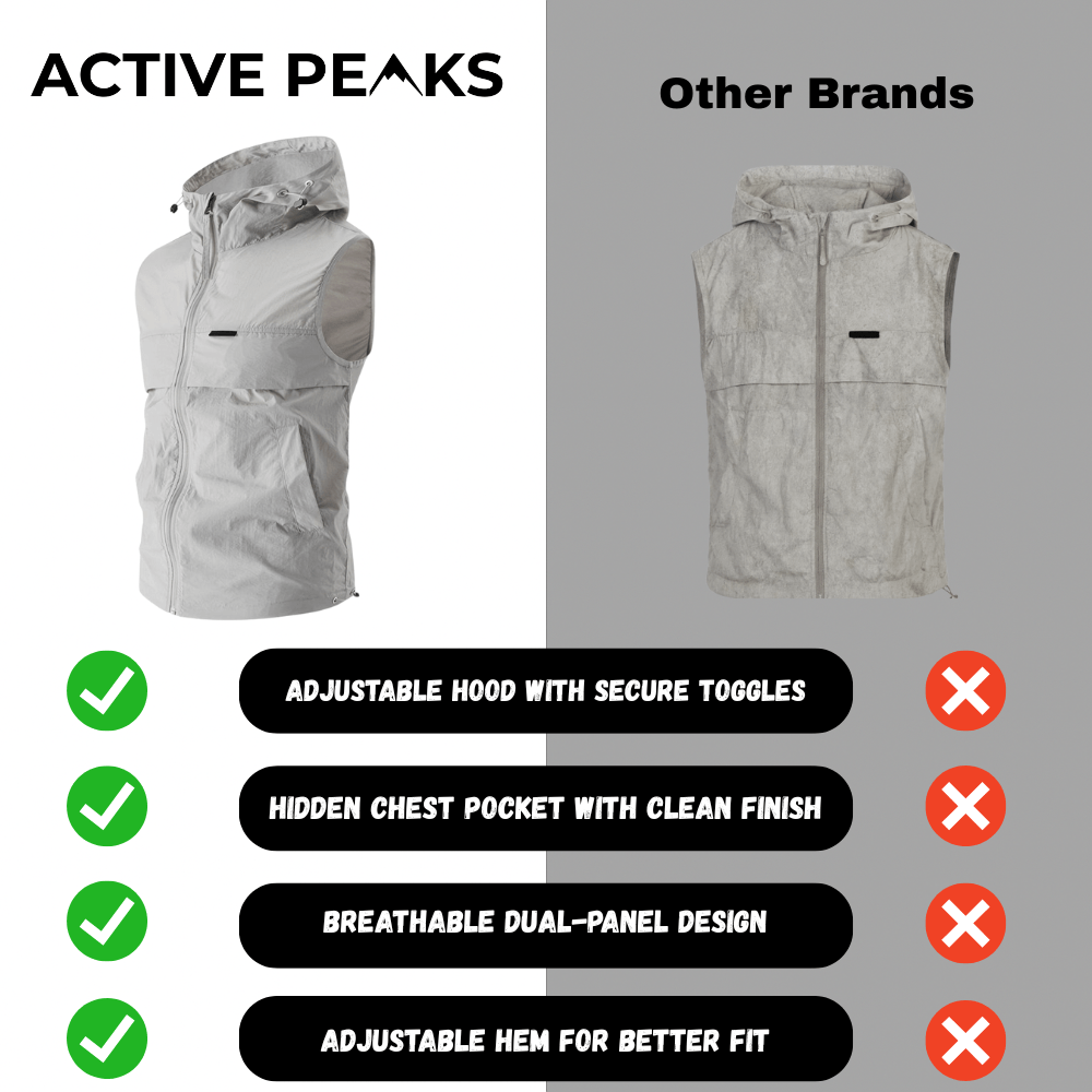 Lightweight Hooded Sleeveless Vest - Active Peaks