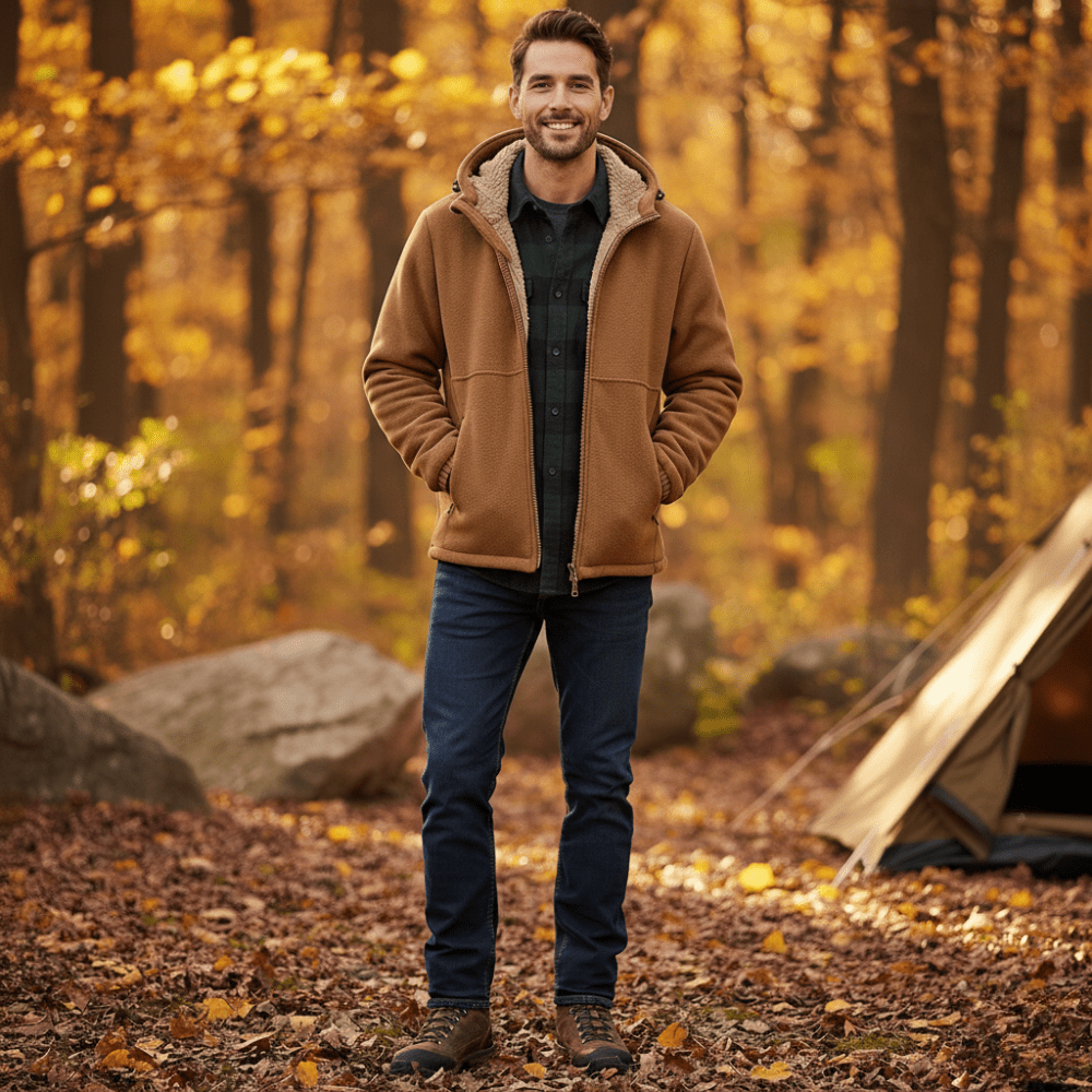 Men’s Winter Jacket with Fleece Lining and Hood - Active Peaks
