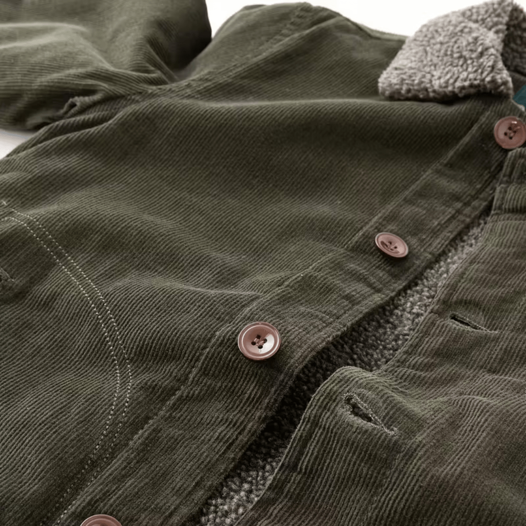 Men’s Cotton Jacket with Fleece Lining and Chest Pockets - Active Peaks