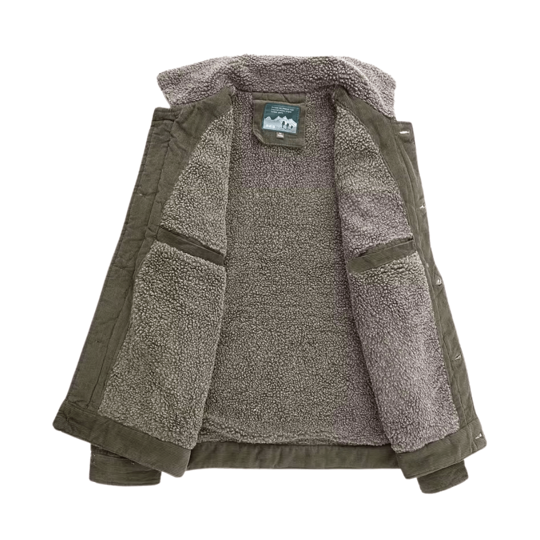 Men’s Cotton Jacket with Fleece Lining and Chest Pockets - Active Peaks