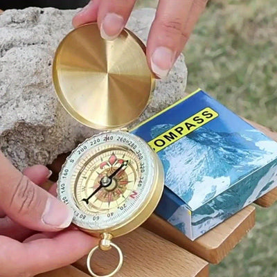 TrailGuard – Water-Resistant Brass Survival Compass with Glow-in-the-Dark Features