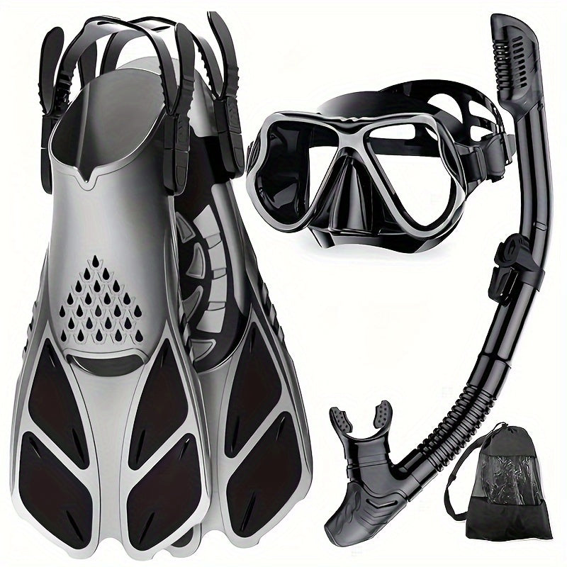 ActivePeaks – 3-Piece Snorkelling Set with Anti-Fog Mask, Snorkel & Adjustable Fins for Diving & Swimming