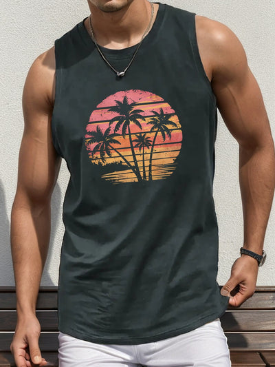 ActivePeaks – Lightweight & Breathable Men's Summer Vest with Geometric Sunset Print