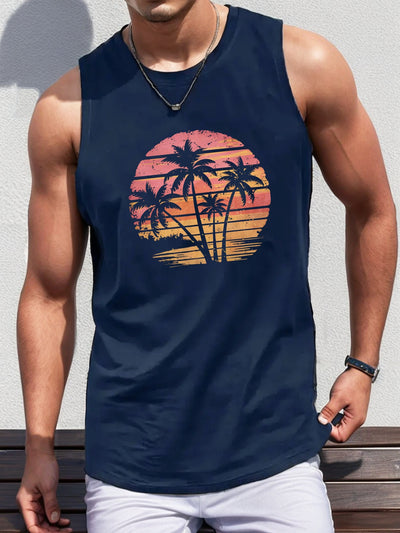 ActivePeaks – Lightweight & Breathable Men's Summer Vest with Geometric Sunset Print