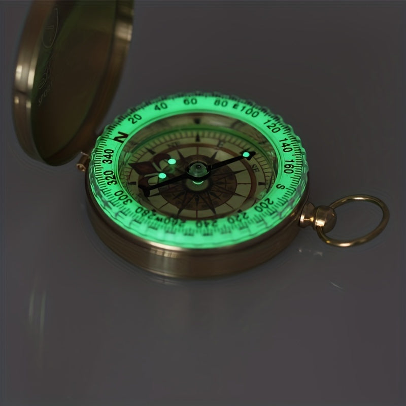 TrailGuard – Water-Resistant Brass Survival Compass with Glow-in-the-Dark Features