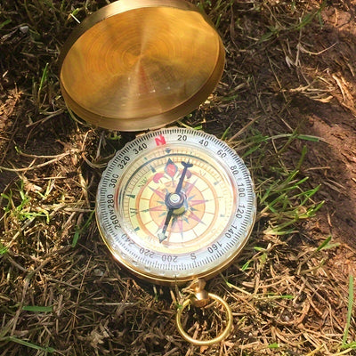 TrailGuard – Water-Resistant Brass Survival Compass with Glow-in-the-Dark Features