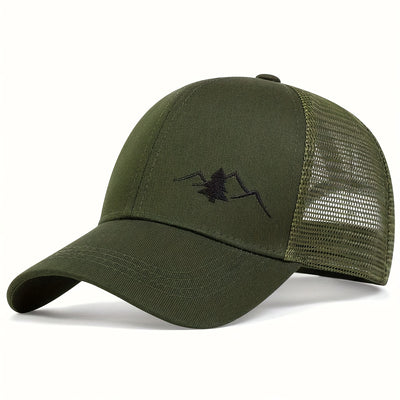 TrailGuard – Adjustable Sun Protection Baseball Cap with Embroidered Mountain Design