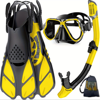 ActivePeaks – 3-Piece Snorkelling Set with Anti-Fog Mask, Snorkel & Adjustable Fins for Diving & Swimming