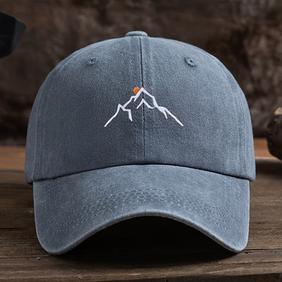 SummitShield – Adjustable Embroidered Mountain Baseball Cap for Outdoor Adventures