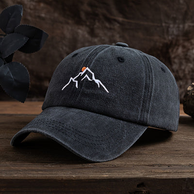 SummitShield – Adjustable Embroidered Mountain Baseball Cap for Outdoor Adventures