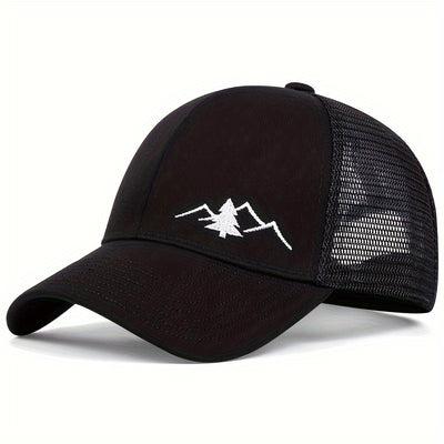 TrailGuard – Adjustable Sun Protection Baseball Cap with Embroidered Mountain Design