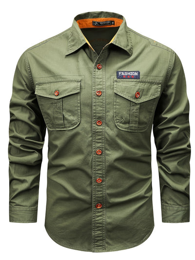 TrailGuard – Durable Cotton Cargo Shirt with Long Sleeves & Pockets