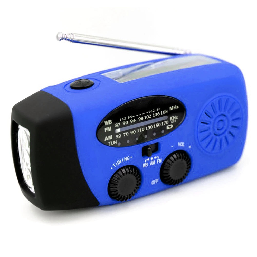 EdgeGuard – Compact & Multi-Purpose Emergency Radio with Hand Crank & Solar Charging