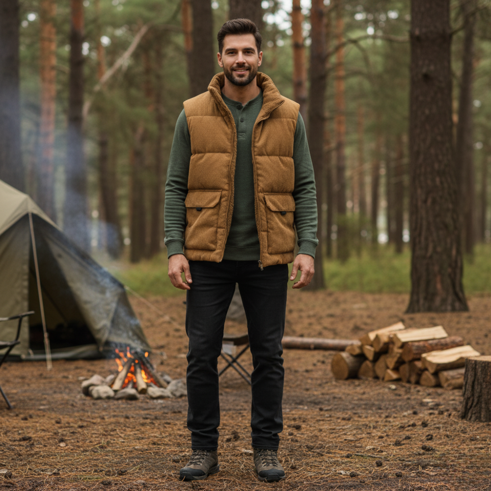 Men’s Fleece-Lined Outdoor Gilet with Stand Collar | Active Peaks