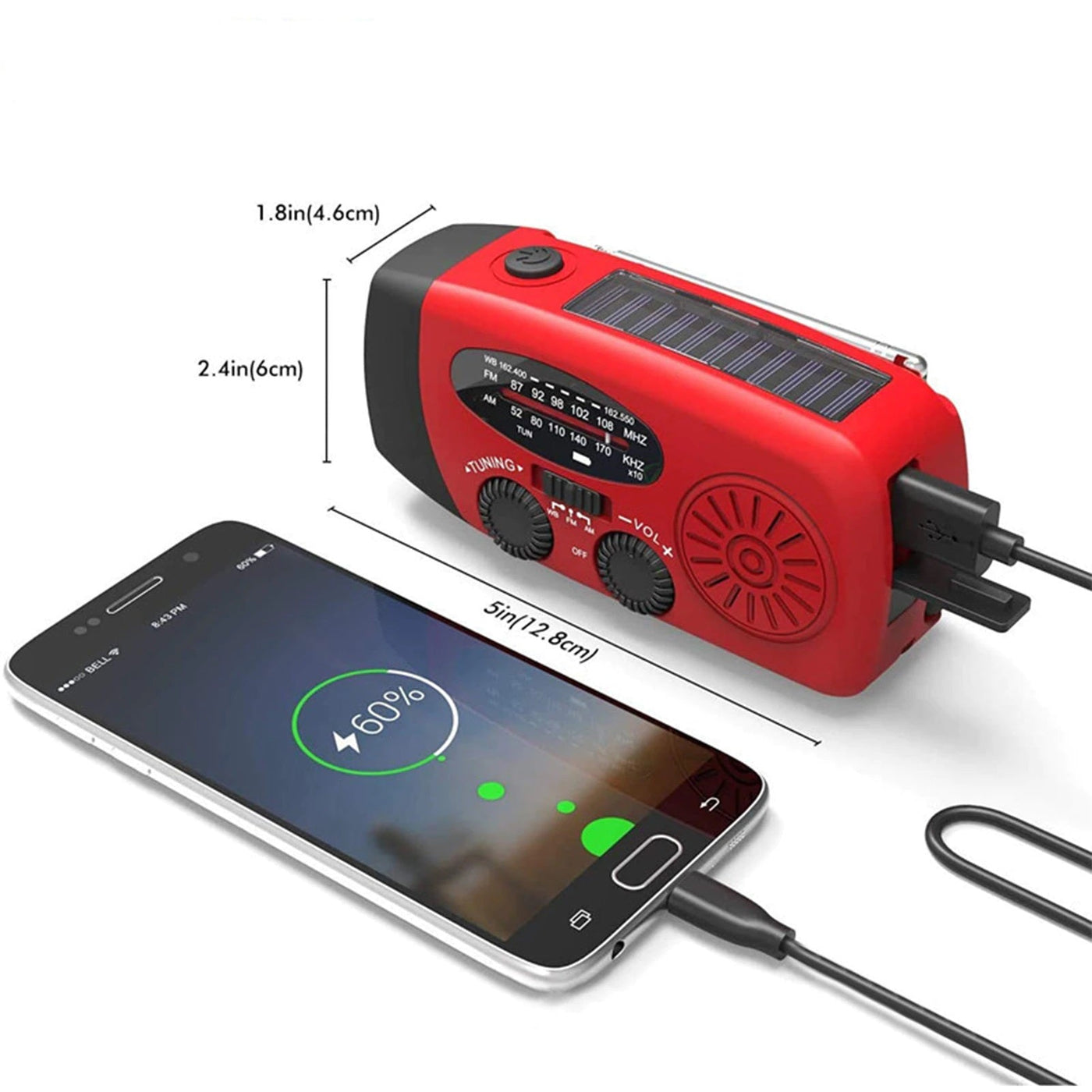 EdgeGuard – Compact & Multi-Purpose Emergency Radio with Hand Crank & Solar Charging