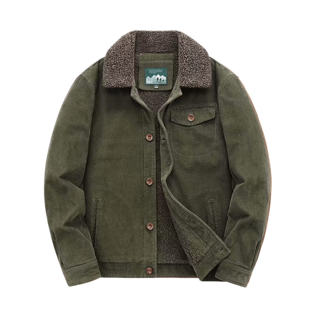 Men’s Cotton Jacket with Fleece Lining and Chest Pockets - Active Peaks