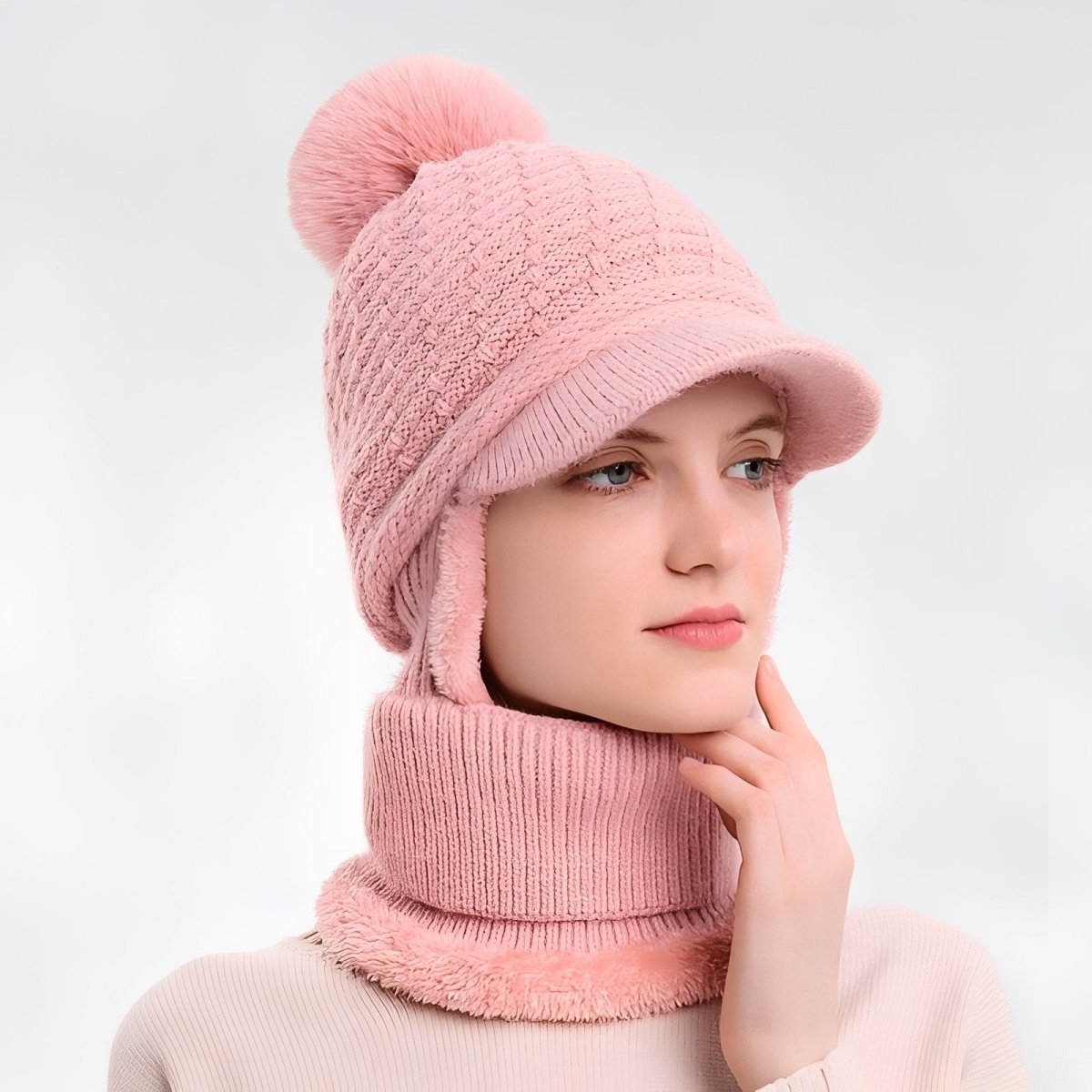 Knitted Winter Hat with Visor and Neck Warmer | Active Peaks - Active Peaks