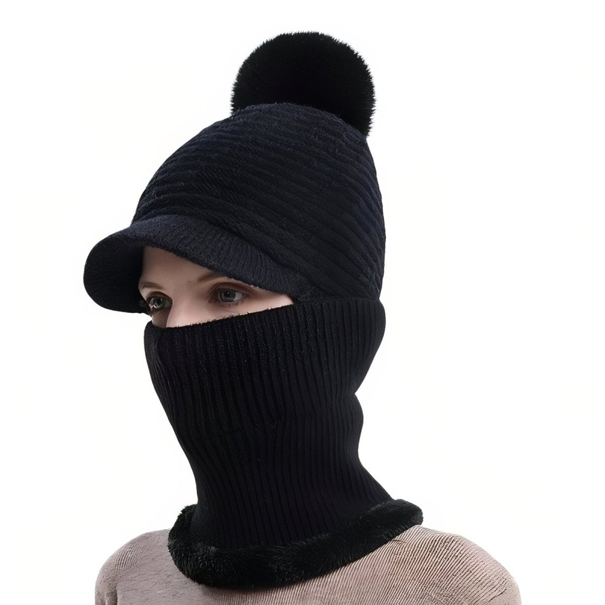 Knitted Winter Hat with Visor and Neck Warmer | Active Peaks - Active Peaks