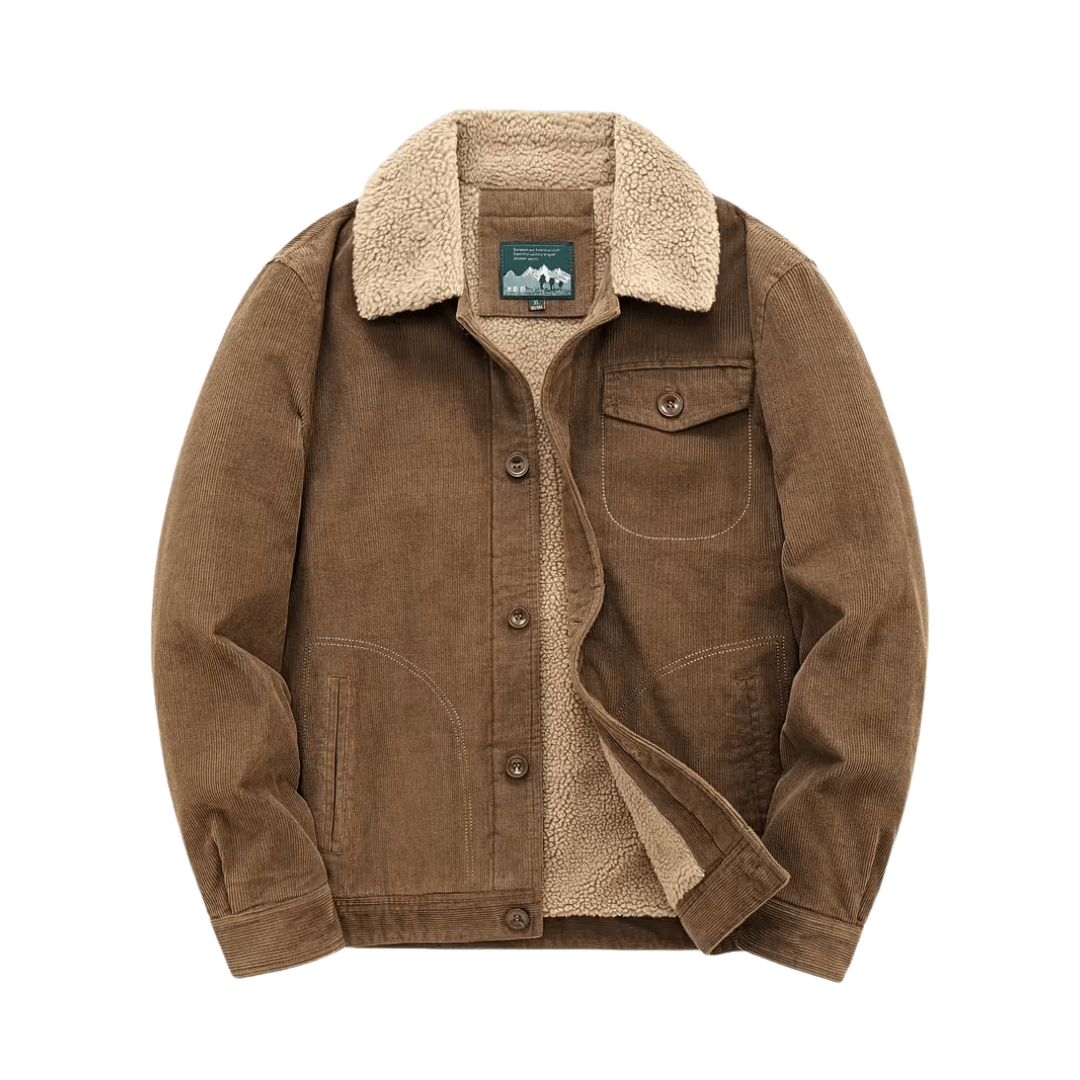Men’s Cotton Jacket with Fleece Lining and Chest Pockets - Active Peaks