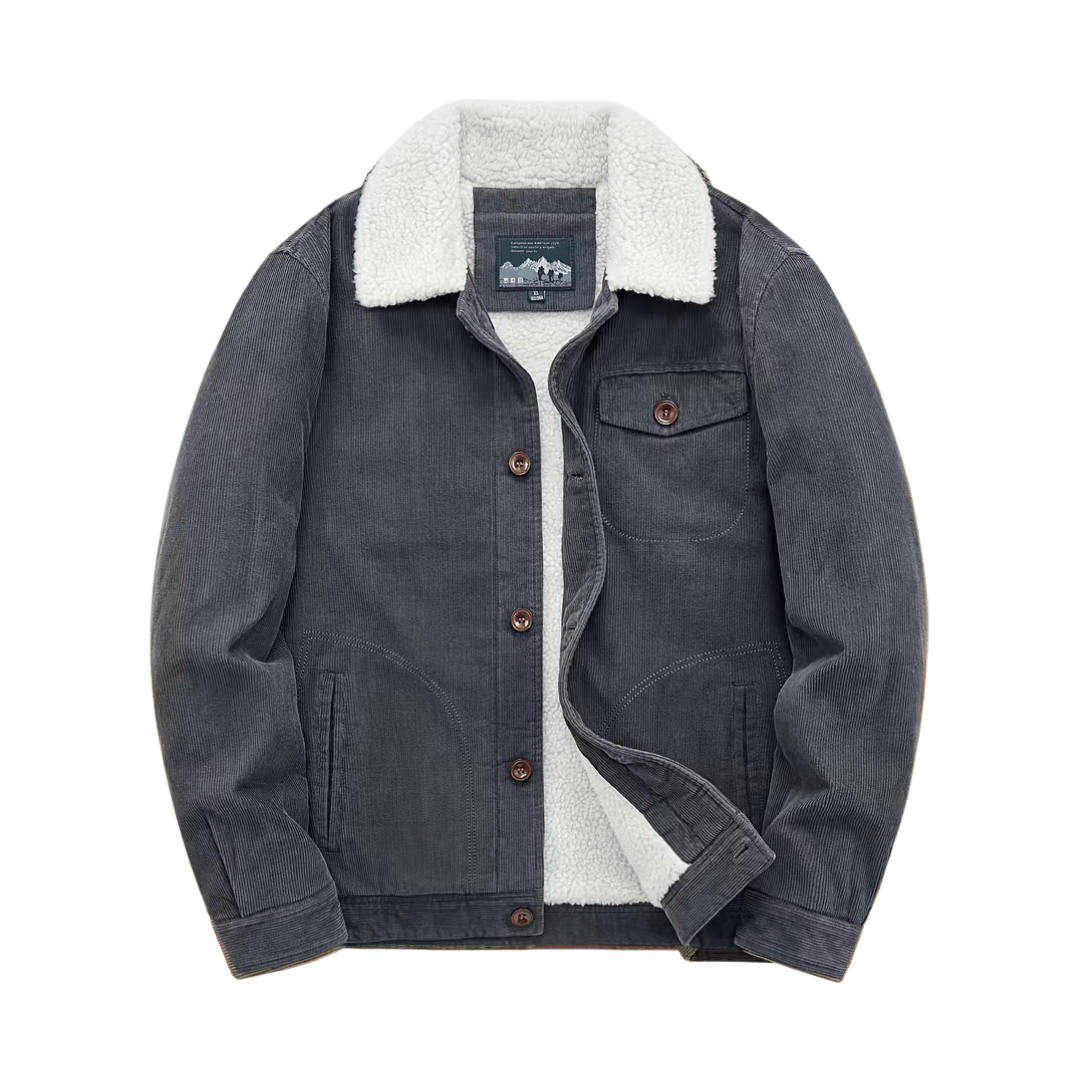 Men’s Cotton Jacket with Fleece Lining and Chest Pockets - Active Peaks