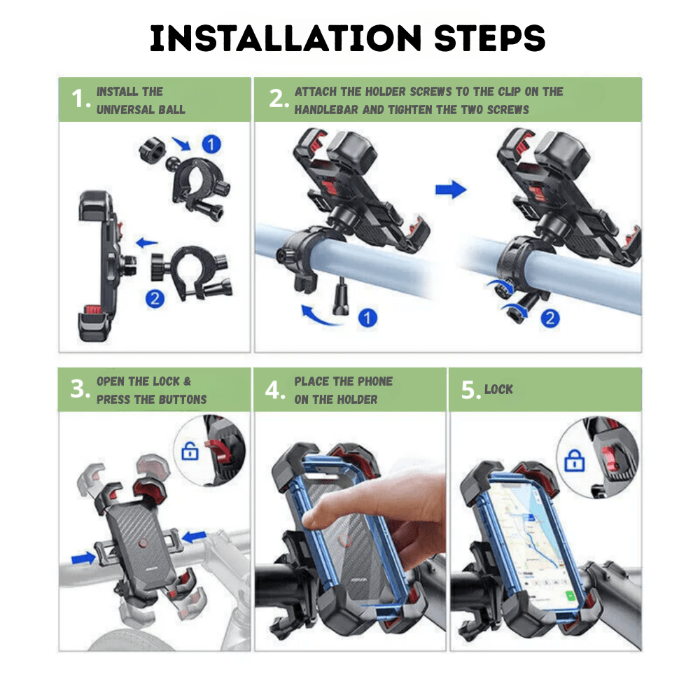 Bike Phone Holder Secure Adjustable Mount - Active Peaks
