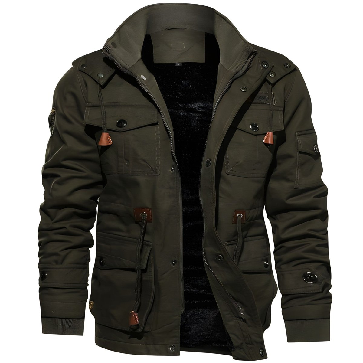 Multi - Pocket Insulated Outdoor Jacket – Fleece - Lined Hood - Active Peaks