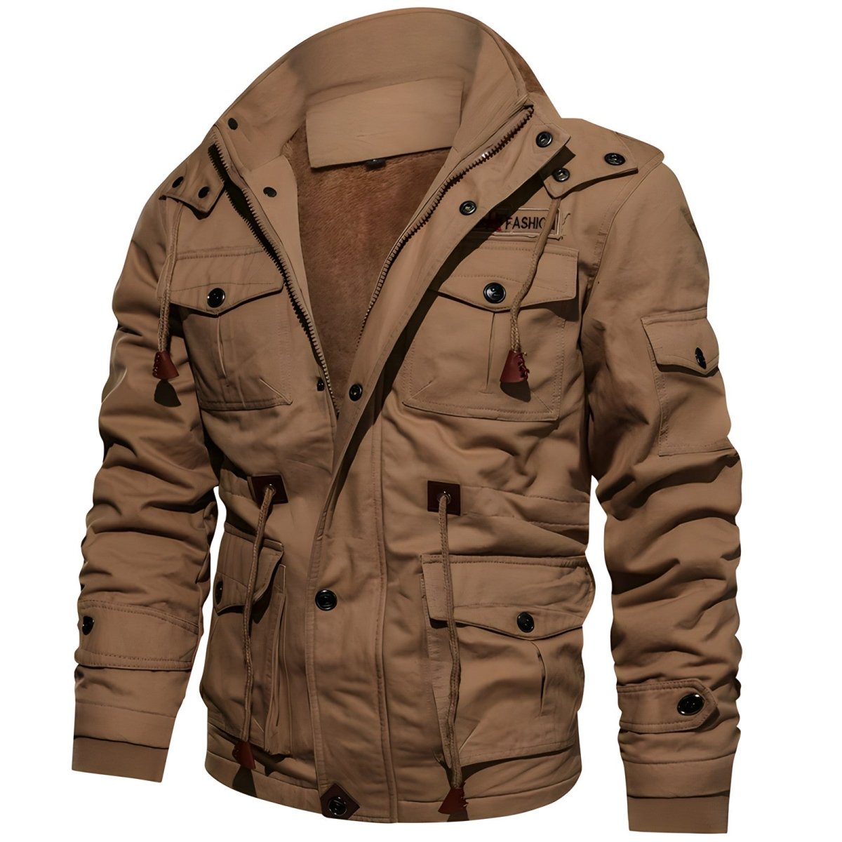 Multi - Pocket Insulated Outdoor Jacket – Fleece - Lined Hood - Active Peaks