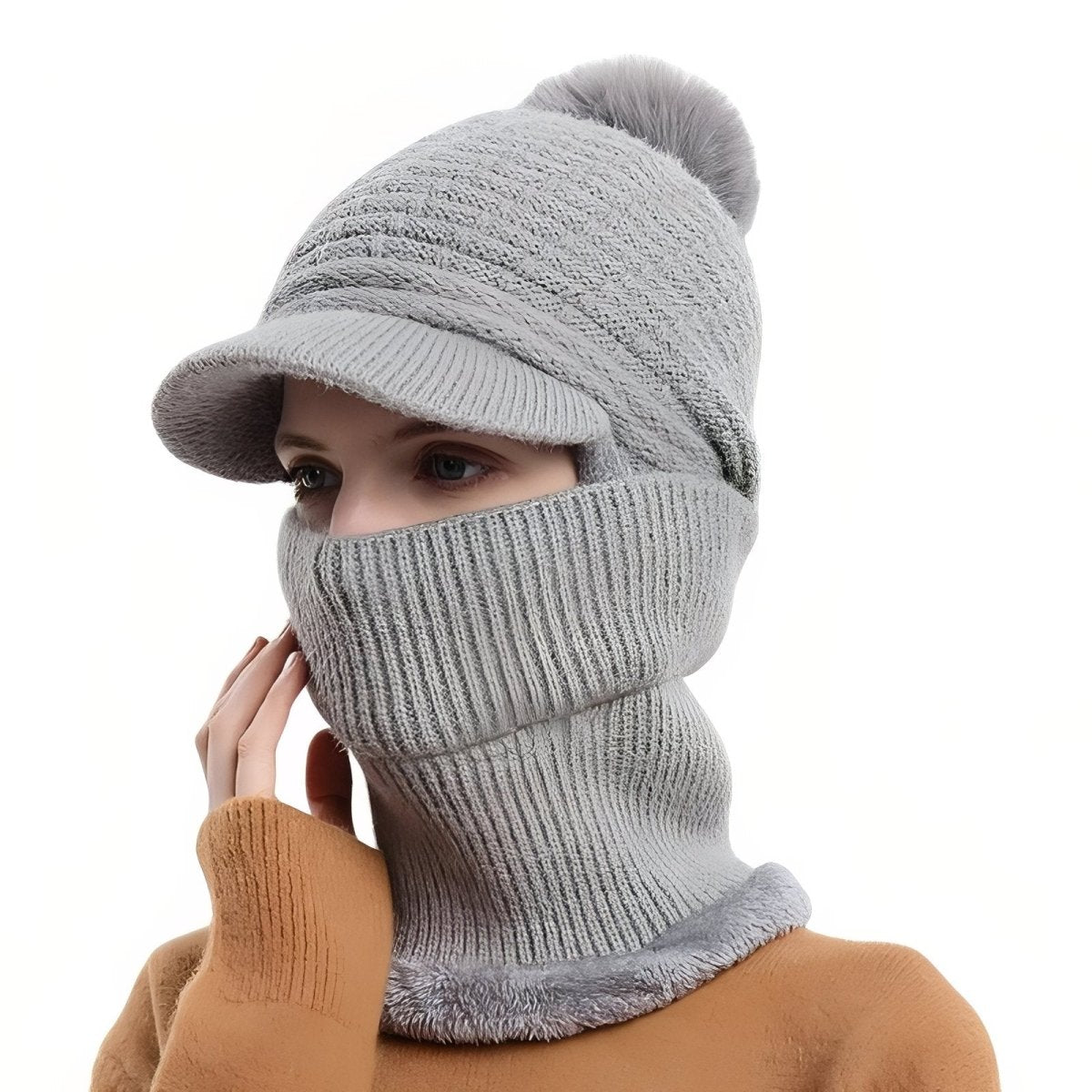 Knitted Winter Hat with Visor and Neck Warmer | Active Peaks - Active Peaks