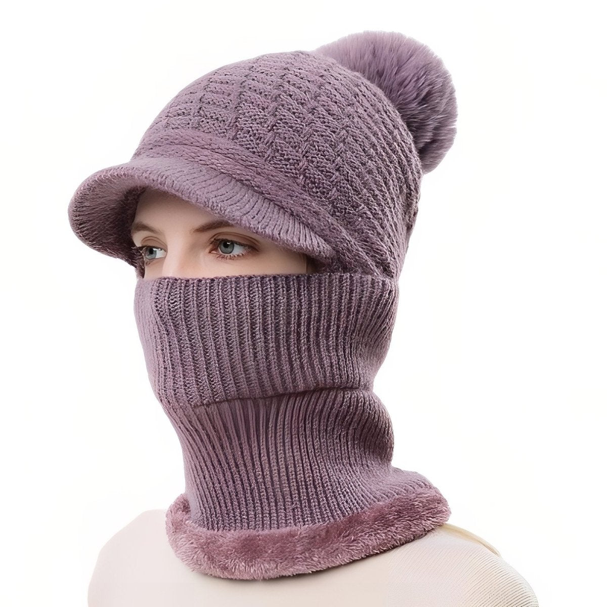 Knitted Winter Hat with Visor and Neck Warmer | Active Peaks - Active Peaks