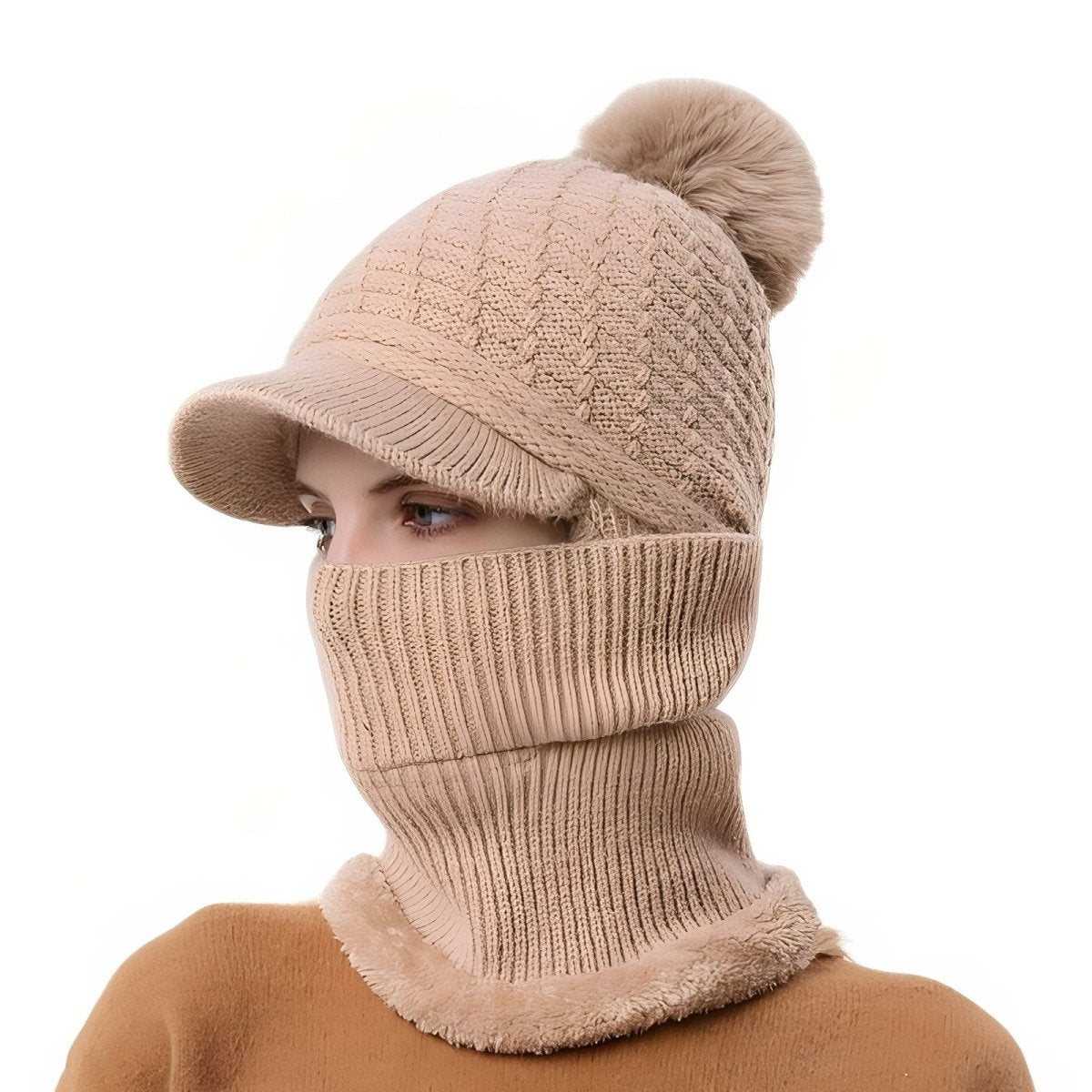 Knitted Winter Hat with Visor and Neck Warmer | Active Peaks - Active Peaks