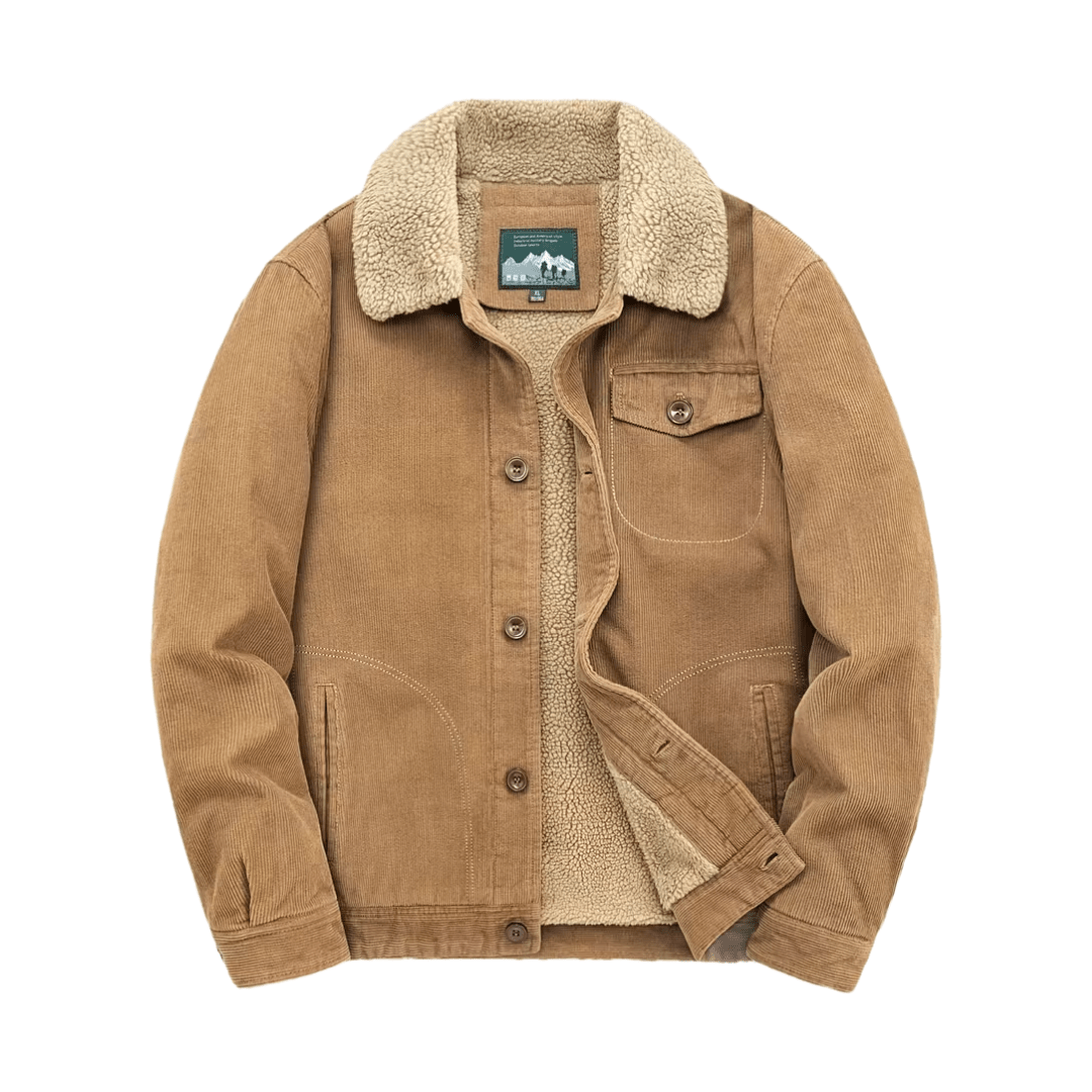 Men’s Cotton Jacket with Fleece Lining and Chest Pockets - Active Peaks