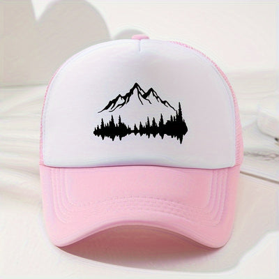 TrailStep – Adjustable & Breathable Mesh Baseball Cap with Mountain Print