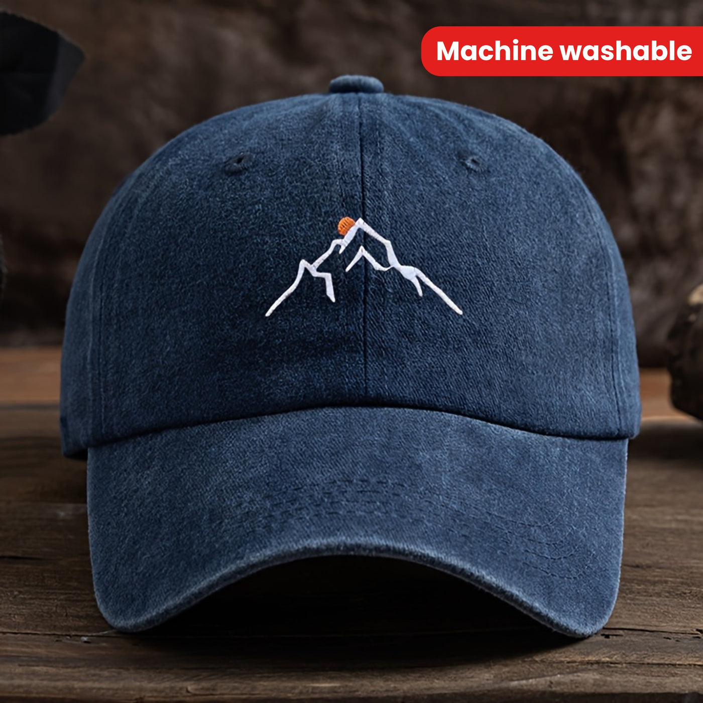 SummitShield – Adjustable Embroidered Mountain Baseball Cap for Outdoor Adventures