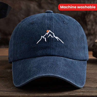 SummitShield – Adjustable Embroidered Mountain Baseball Cap for Outdoor Adventures