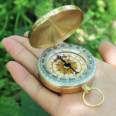 TrailGuard – Water-Resistant Brass Survival Compass with Glow-in-the-Dark Features