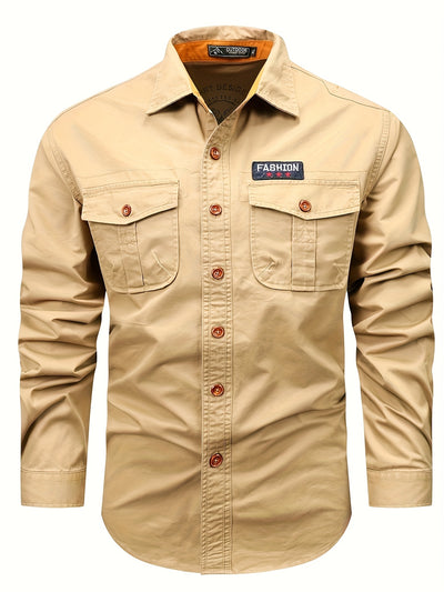 TrailGuard – Durable Cotton Cargo Shirt with Long Sleeves & Pockets