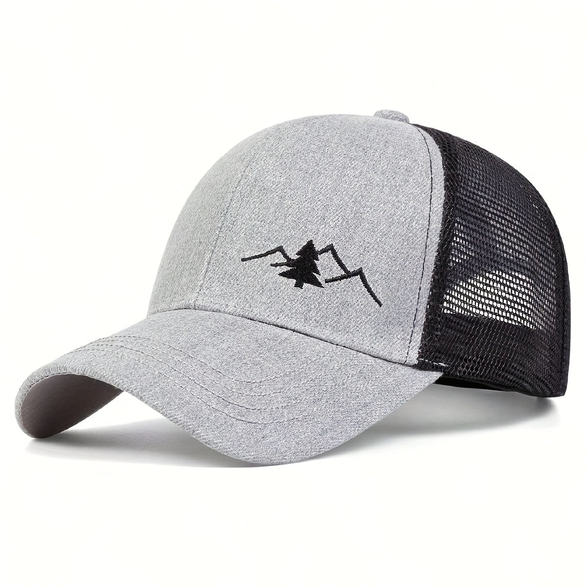 TrailGuard – Adjustable Sun Protection Baseball Cap with Embroidered Mountain Design